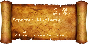 Sopronyi Nikoletta névjegykártya